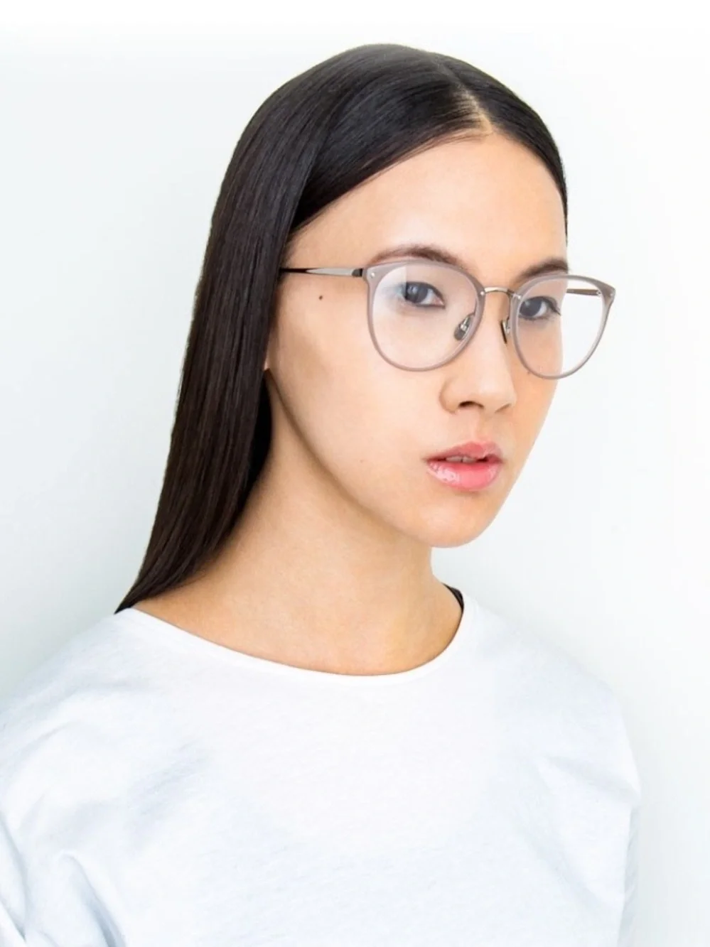 LINDA FARROW Calthorpe Oval Optical Glasses NWT Milky Grey White Gold Titanium